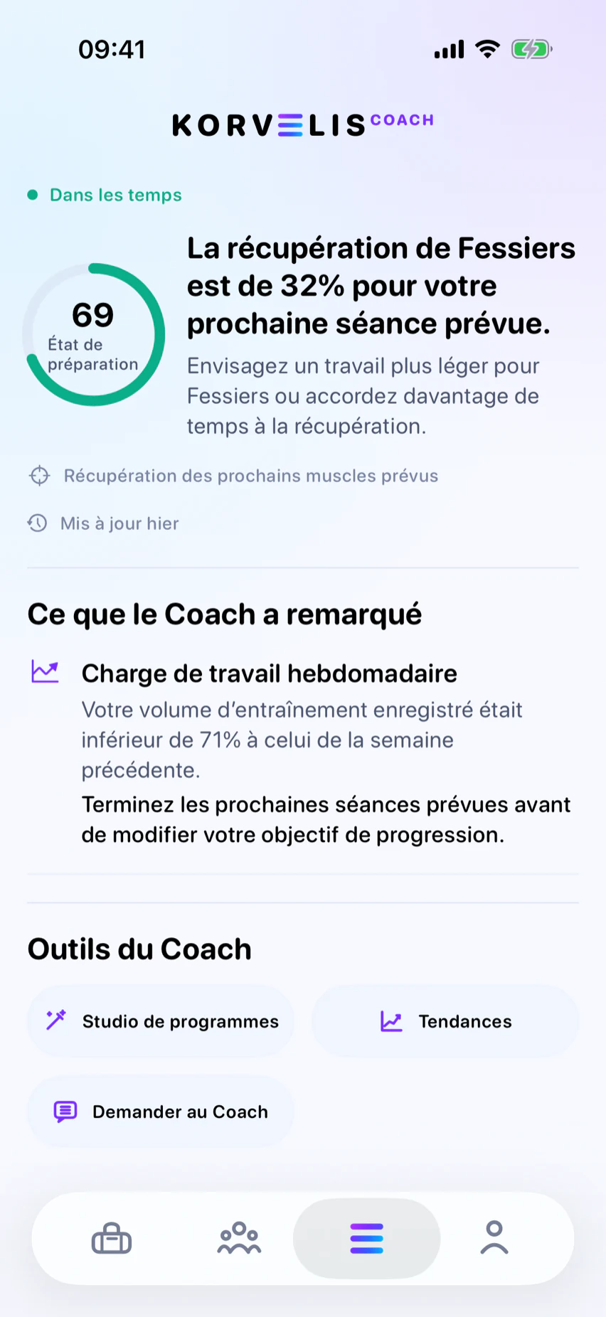 Coach: Les données avant le conseil.