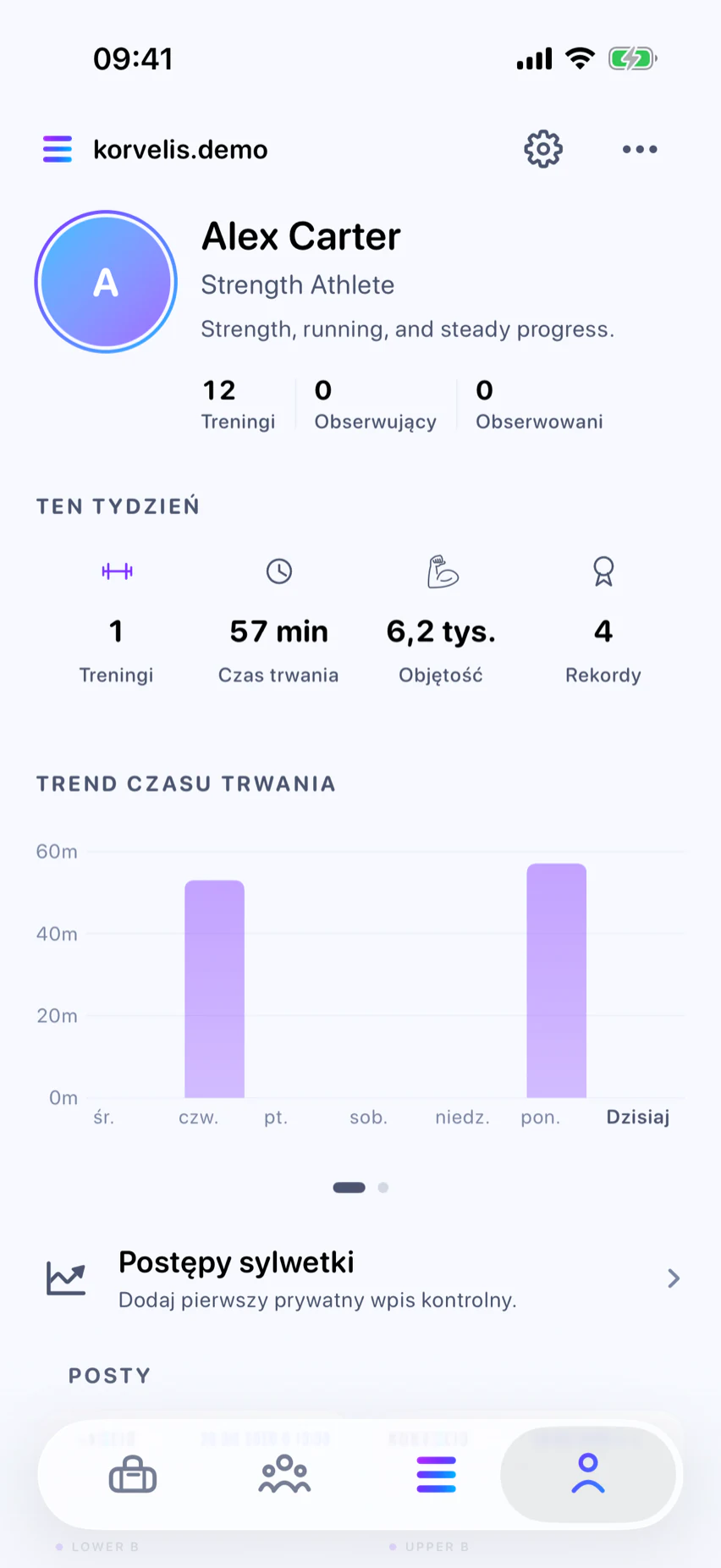 Profil: Pełny obraz Twojego treningu.