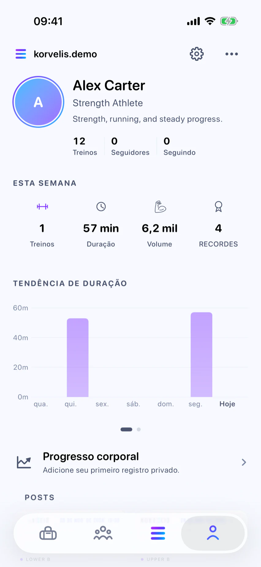Perfil: Sua identidade esportiva completa.